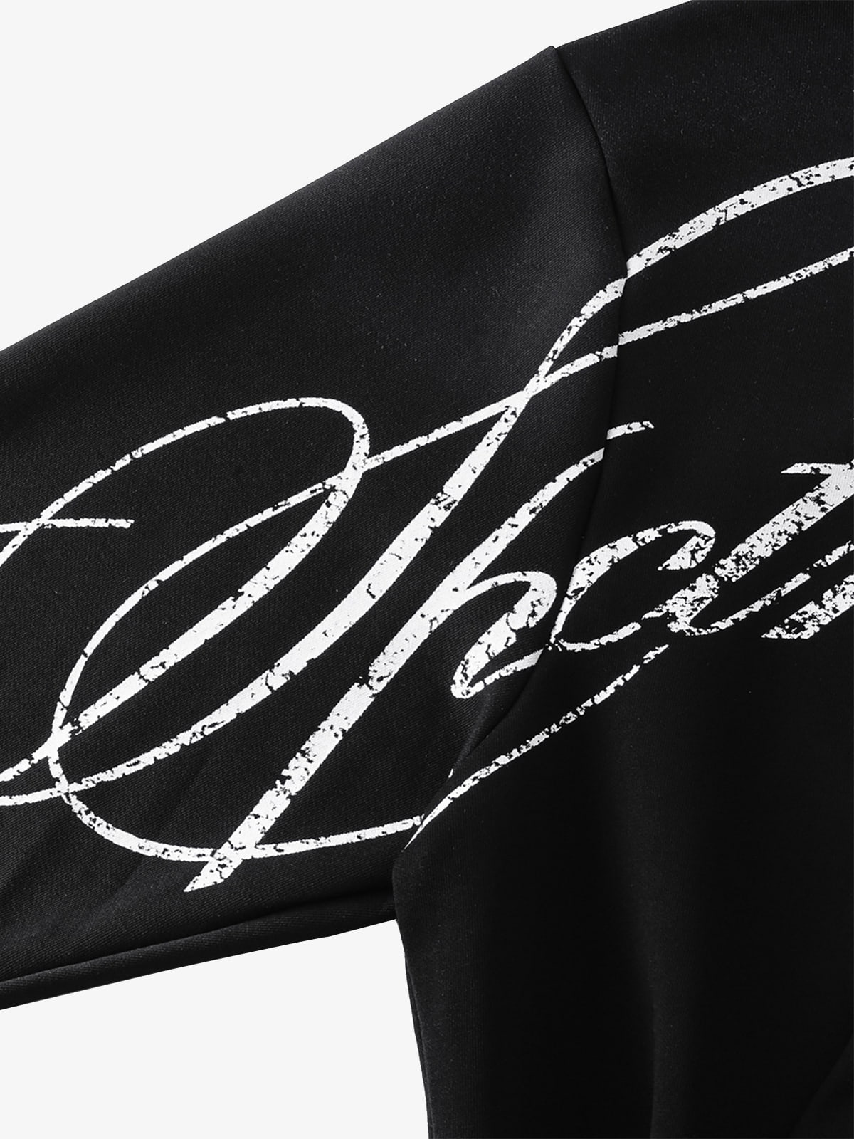 High Street Script Letter Print Zip-up Hoodie Jacket; Black / S, Black / M, Black / L, Black / XL