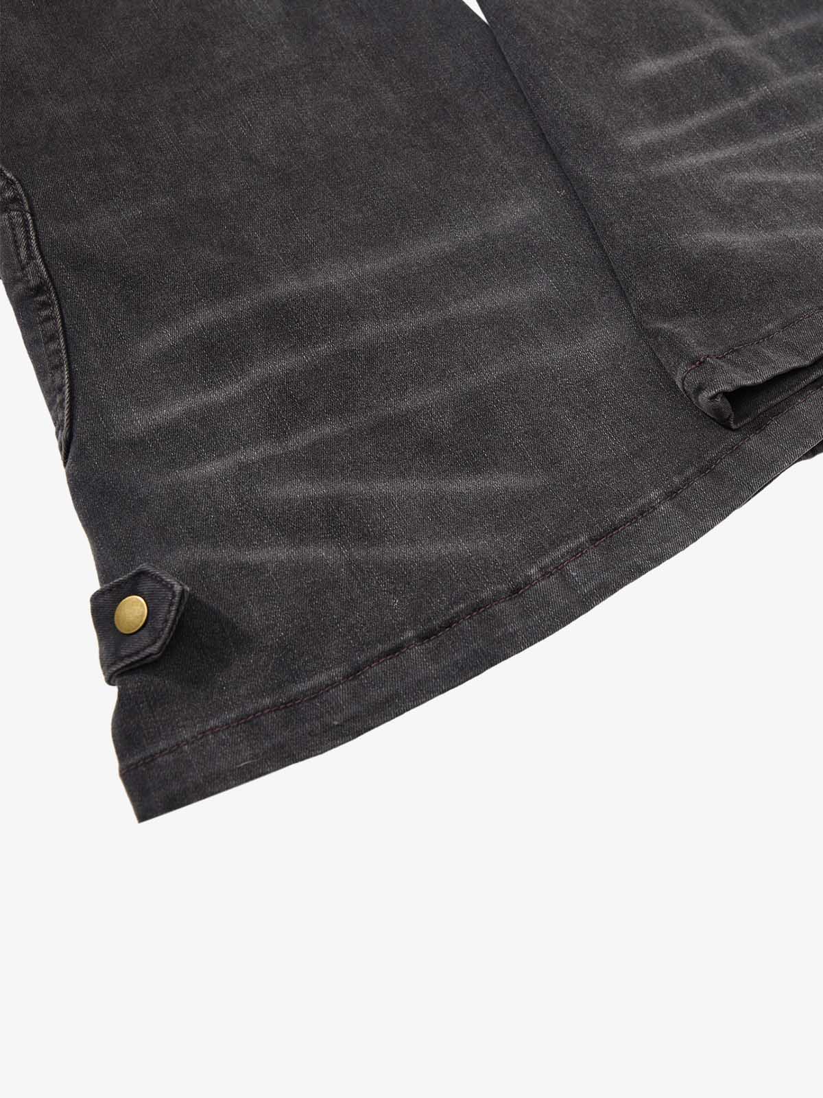 Street-style Distressed Workwear Flared Jeans