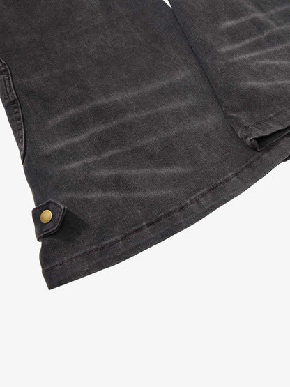 Street-style Distressed Workwear Flared Jeans