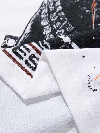 Splatter Paint Wax Graphic Crewneck Sweatshirt; White / M, White / L, White / XL