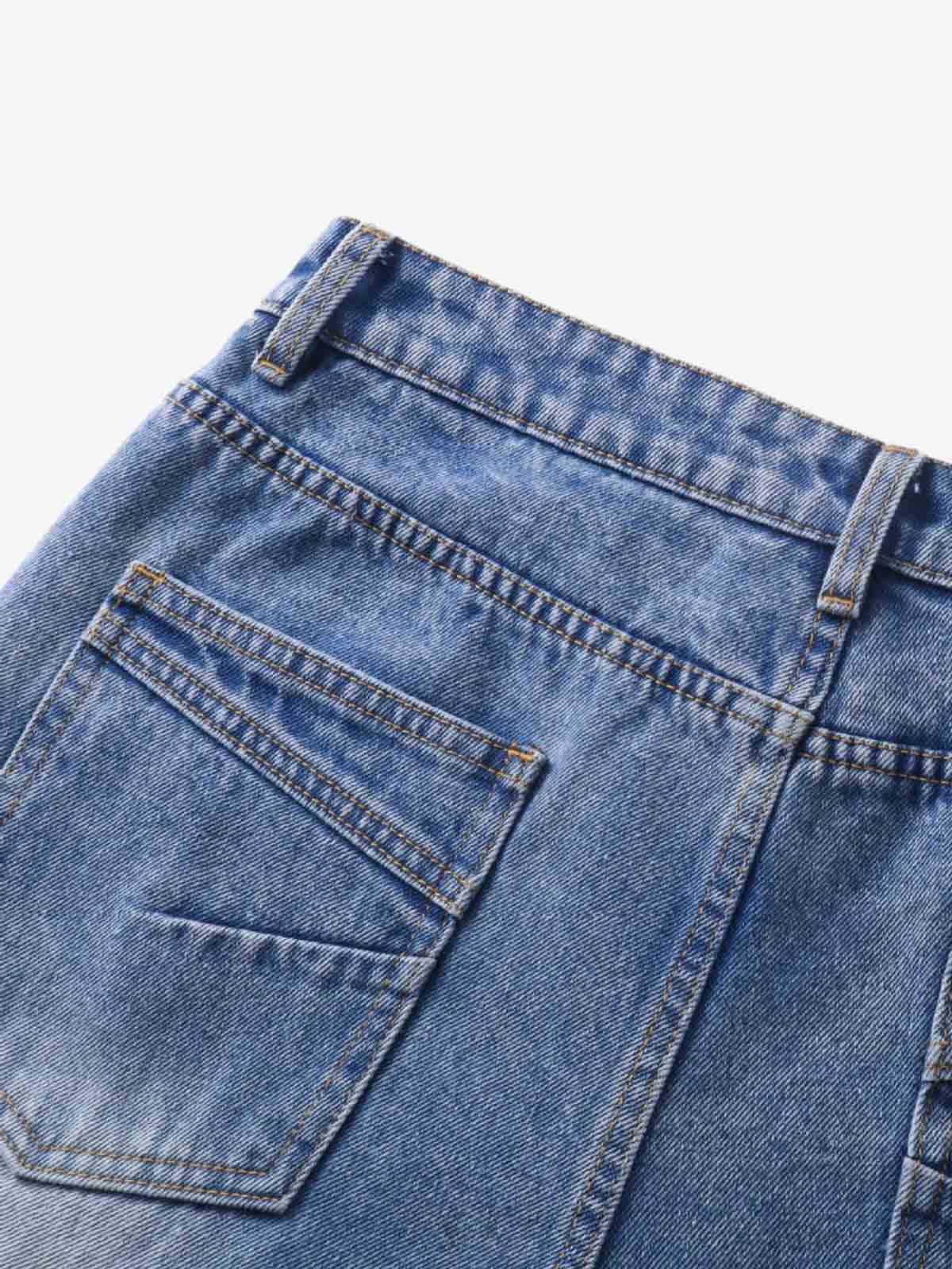 Y2K Faded Stacked Denim Jeans; Blue / S, Blue / M, Blue / L, Blue / XL