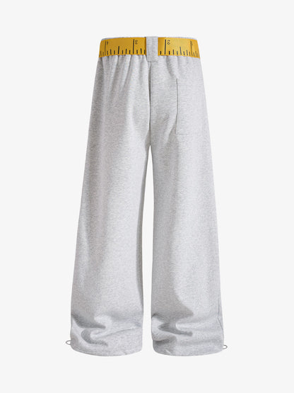 Tape-Measure Belt Graphic Wide-Leg Sweatpants