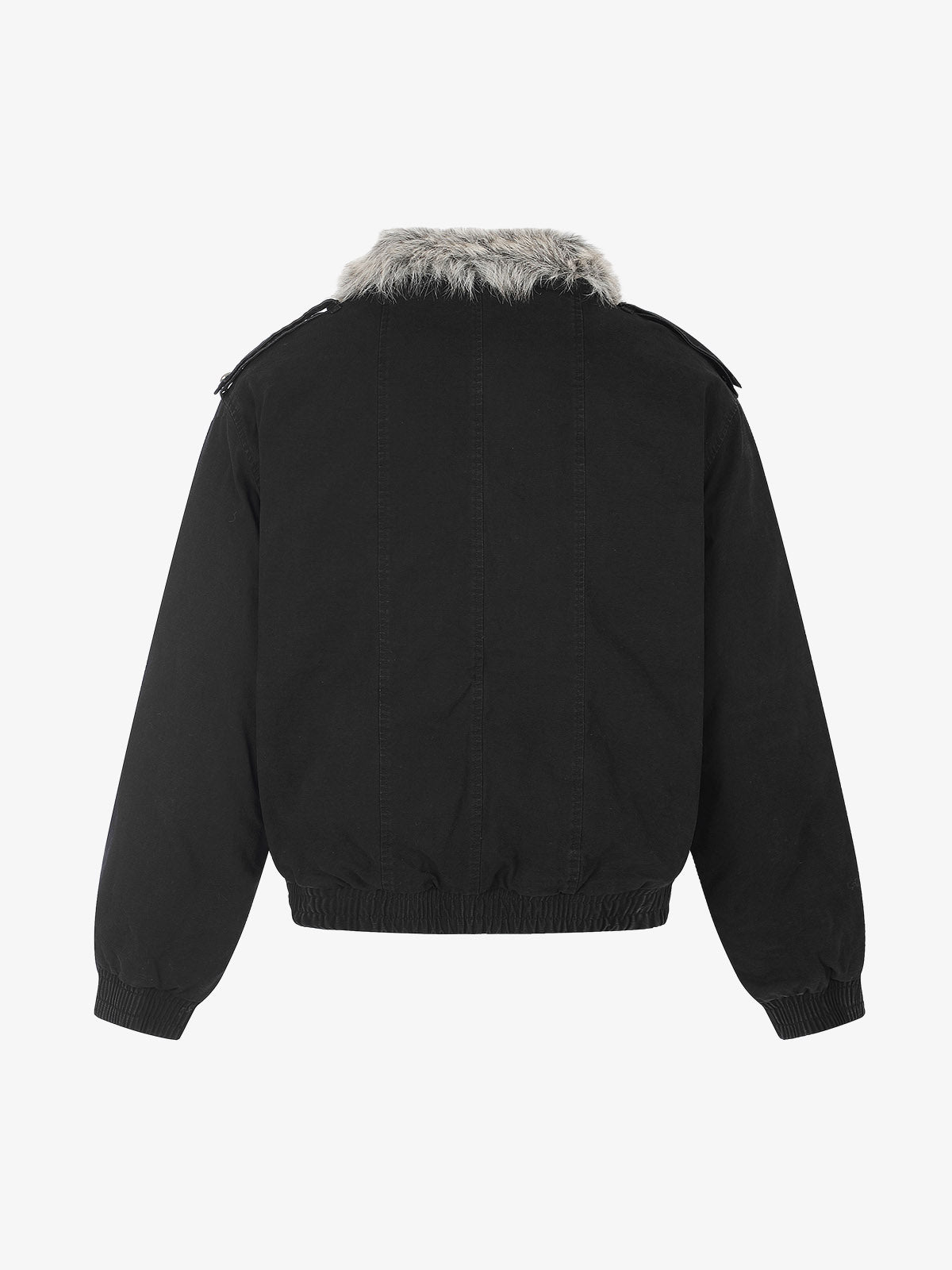 Studded Faux-Fur Collar Bomber Coat; Black / S, Black / M, Black / L, Black / XL