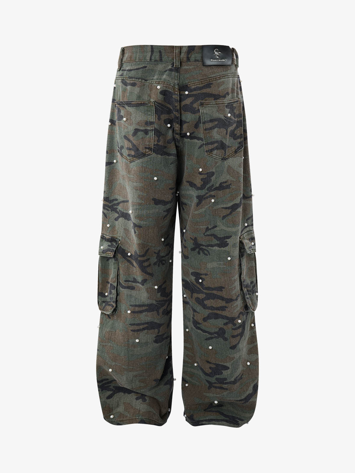 Camo Beaded Cargo Pants; Forest Camouflage / M, Forest Camouflage / L, Forest Camouflage / XL