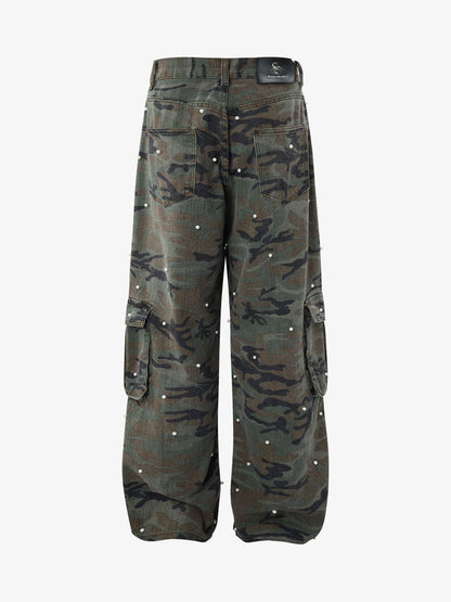 Camo Beaded Cargo Pants; Forest Camouflage / M, Forest Camouflage / L, Forest Camouflage / XL