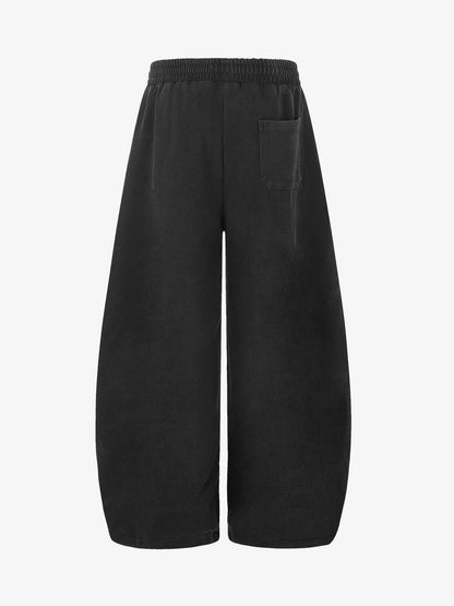 Lip Flag Graphic Distressed Washed Baggy Barrel Sweatpants; Black / XS, Black / S, Black / M, Black / L