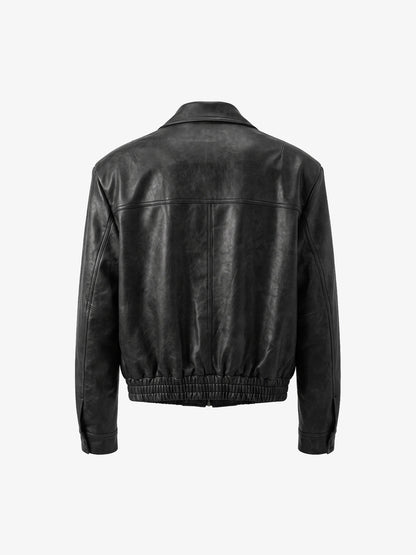 Cross Embroidered Color Block Cropped Biker Jacket; Black / S, Black / M, Black / L, Black / XL, Black / 2XL, Black / 3XL