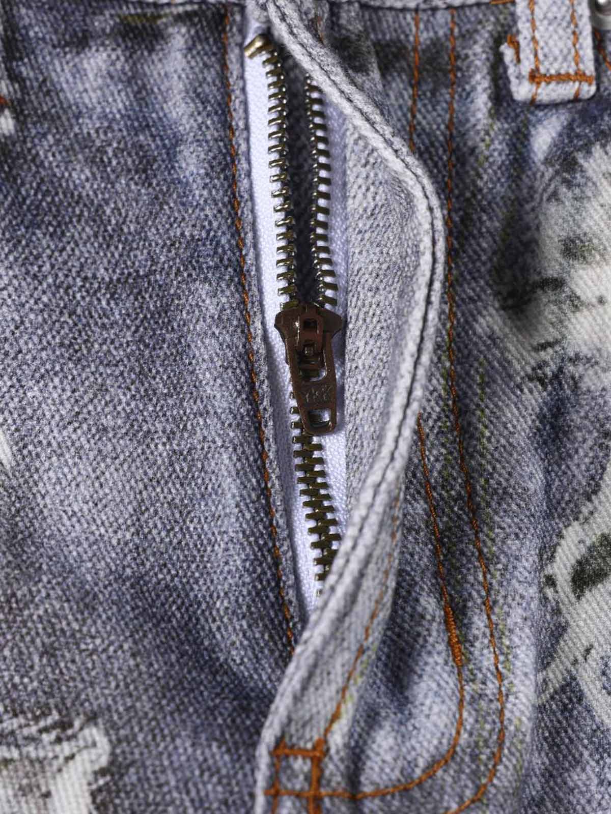 3D Graphic Distressed Wide-Leg Jeans