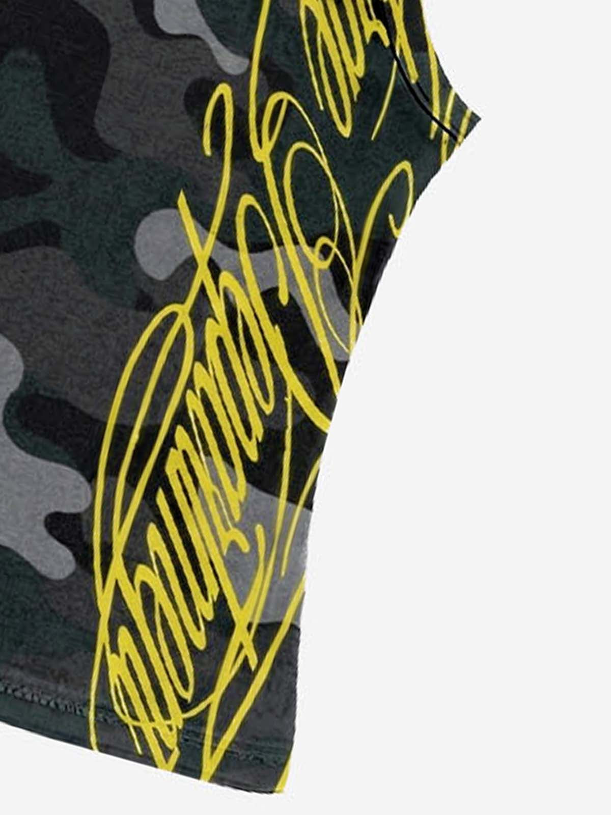 Y2K Camo Graffiti Tank Set; Yellow Camo / S, Yellow Camo / M, Yellow Camo / L