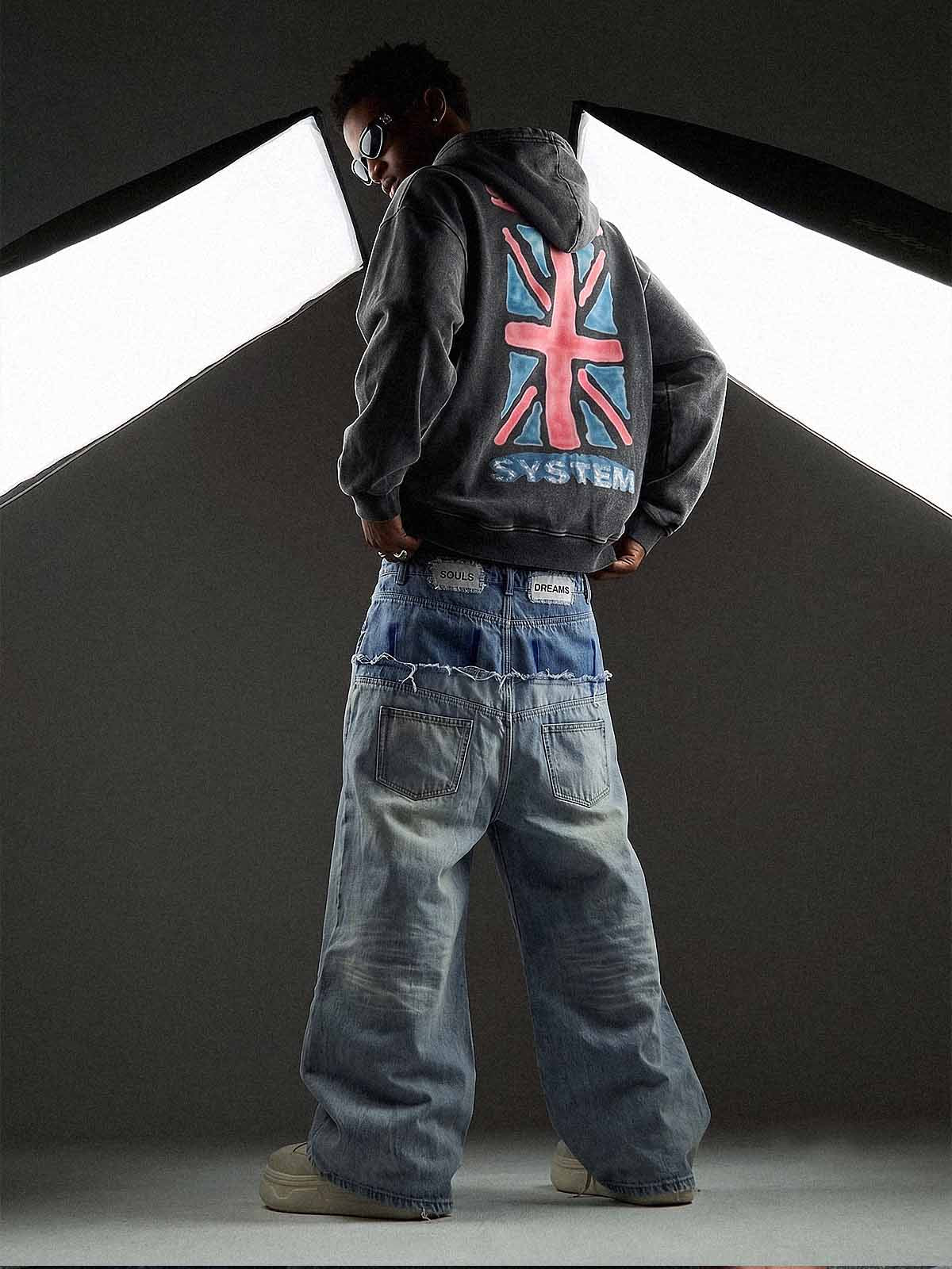 Double Waistband Jeans; Blue / S, Blue / M, Blue / L, Blue / XL