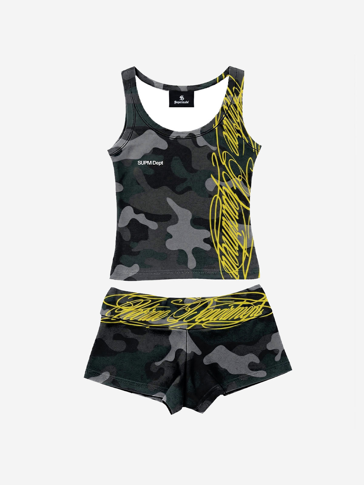 Y2K Camo Graffiti Tank Set; Yellow Camo / S, Yellow Camo / M, Yellow Camo / L