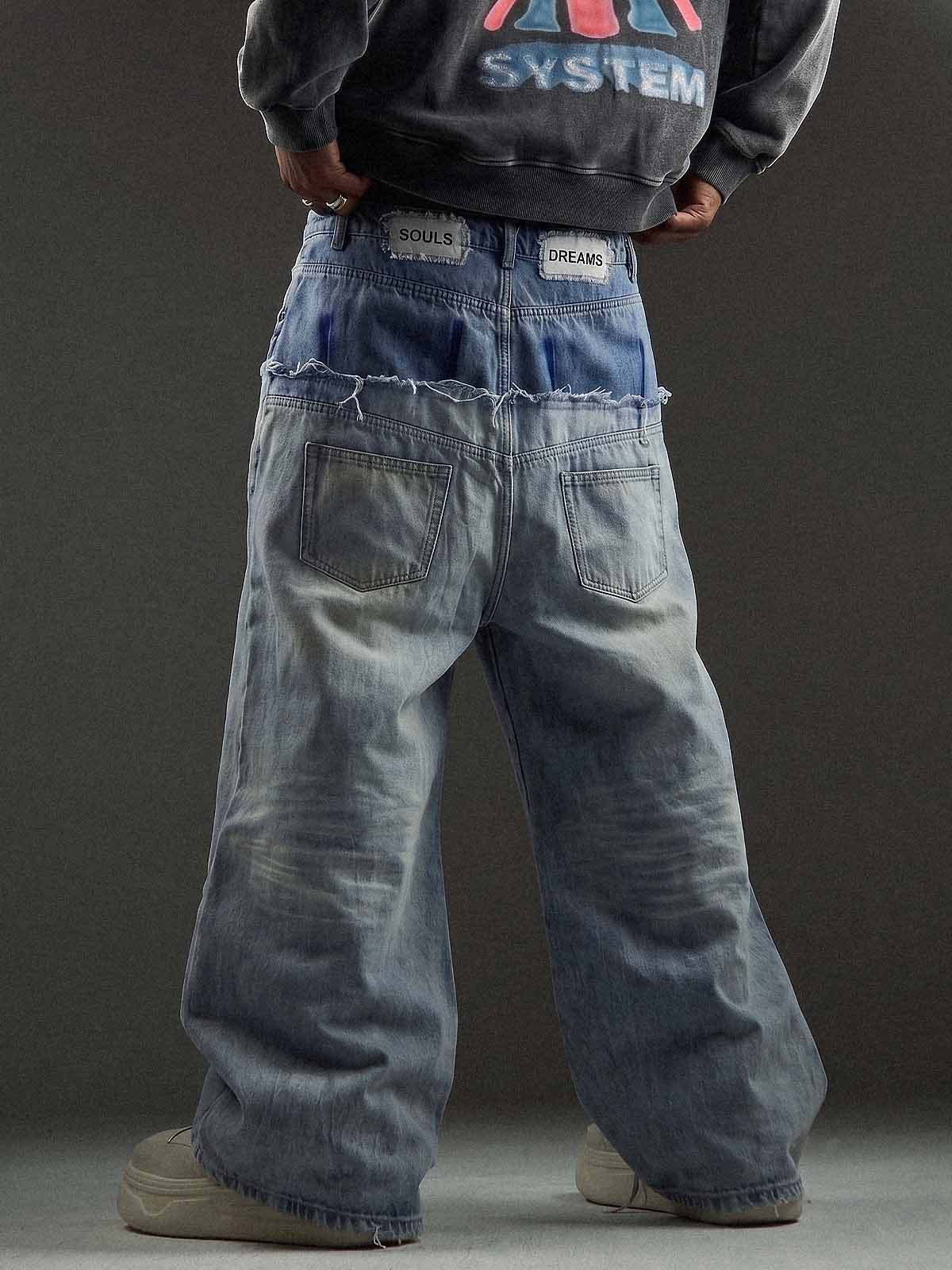 Double Waistband Jeans; Blue / S, Blue / M, Blue / L, Blue / XL
