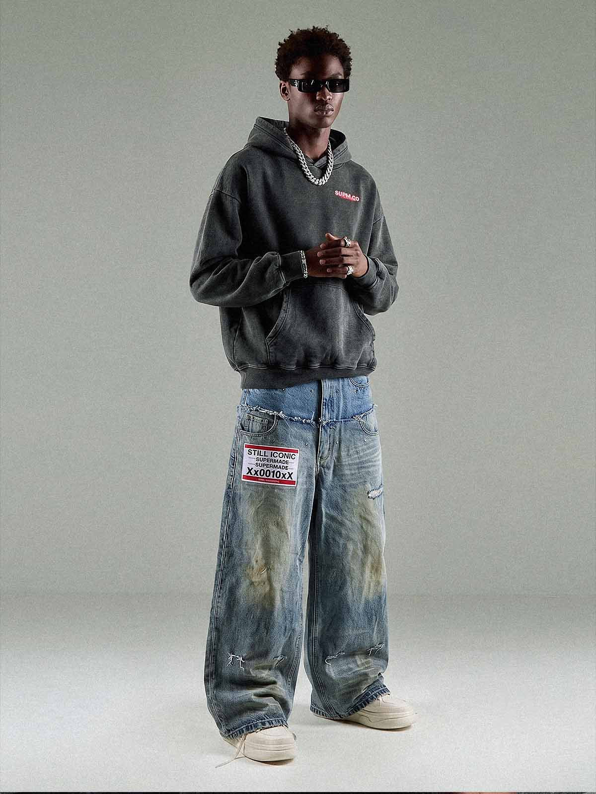 Double Waistband Jeans; Blue / S, Blue / M, Blue / L, Blue / XL