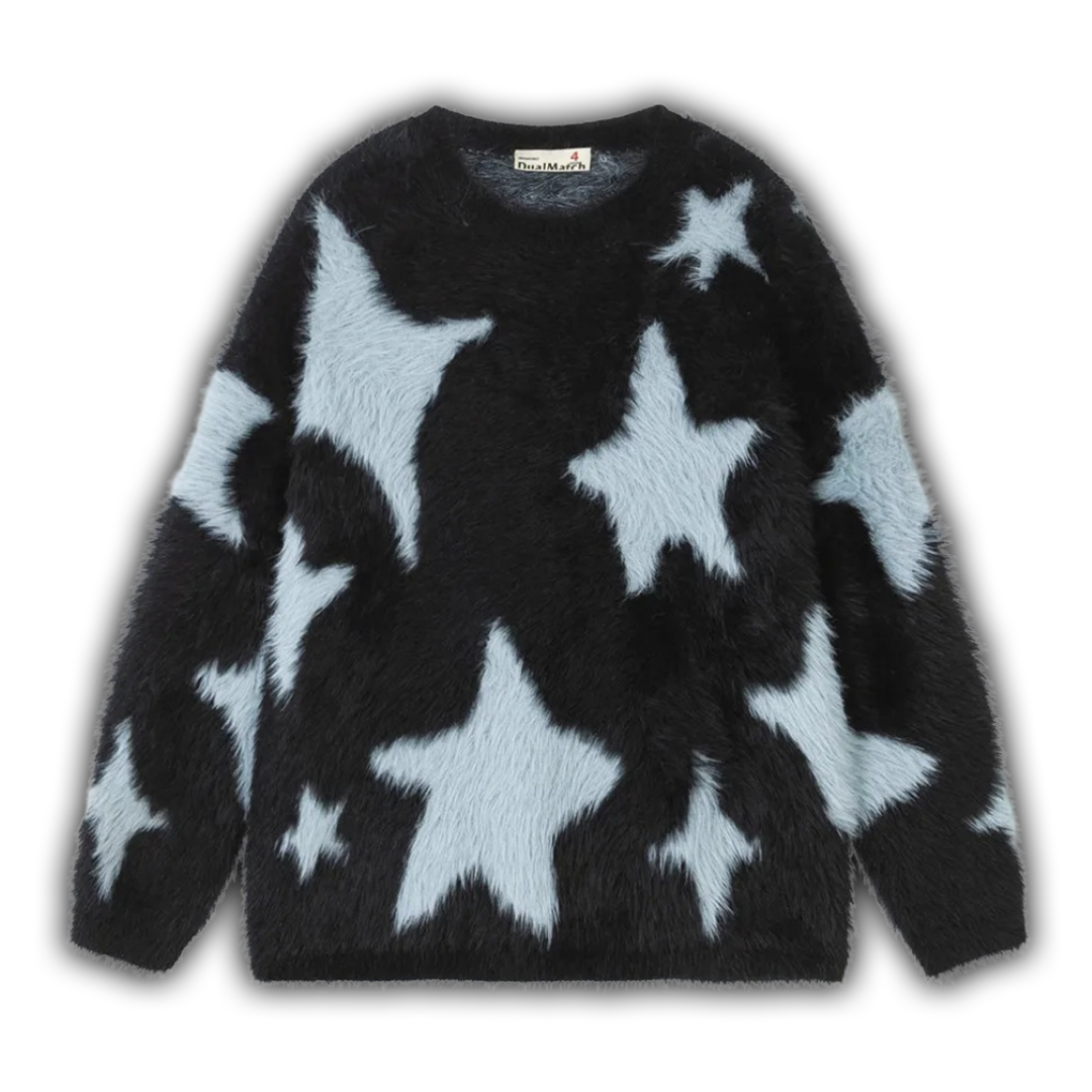 Star Fuzzy Knit Black