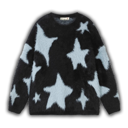 Star Fuzzy Knit Black