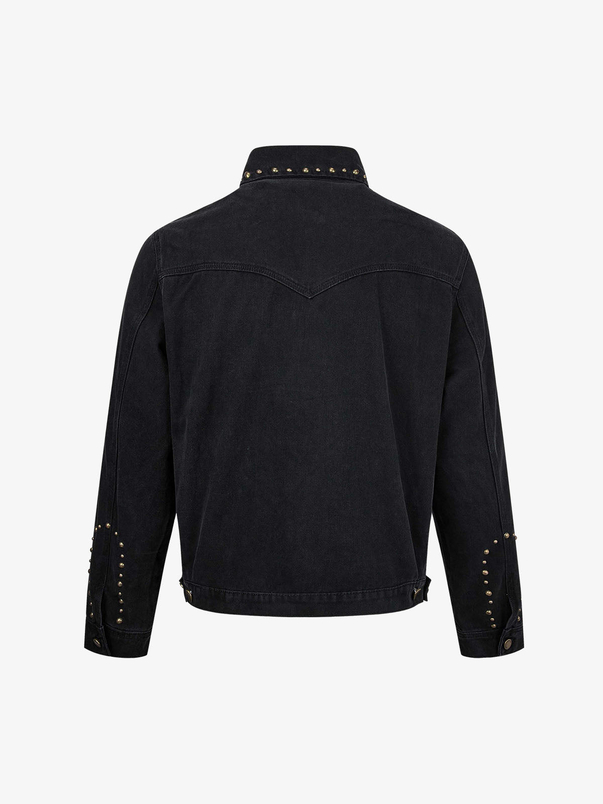 Distressed Studded Boxy Fit Denim Jacket; Black / M, Black / L, Black / XL, Black / 2XL