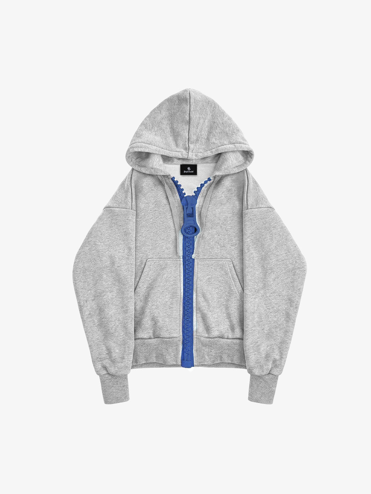 Chunky Zip Boxy Fit Zip-Up Hoodie; Gray / S, Gray / M, Gray / L, Gray / XL, Gray / XXL