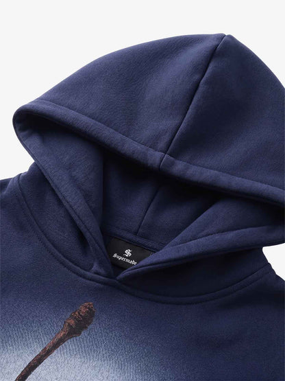 Cherry Graphic Cropped Hoodie; Blue / S, Blue / M, Blue / L