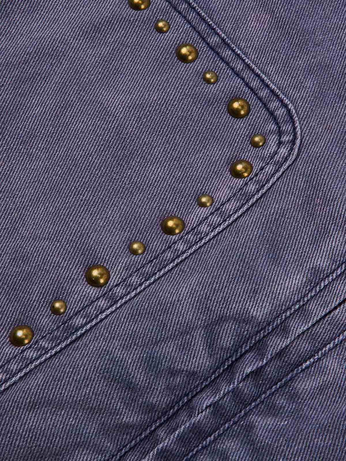 Distressed Studded Boxy Fit Denim Jacket; Purple / M, Purple / L, Purple / XL, Purple / 2XL