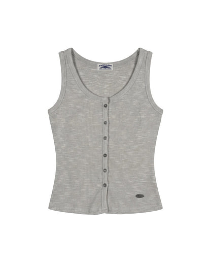 Essential Ribbed Button Tank Top