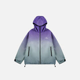 Front view of the green Y2K Tie Dye Rainbow Zip-up Windbreaker in a gray background