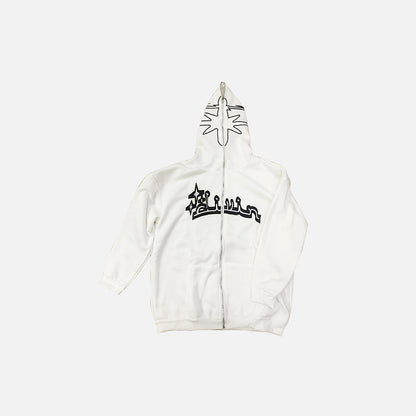 A front view of the white Y2K Full Zip Hoodies