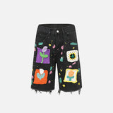 Vintage Floral Knitted Pattern Jorts