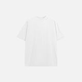 Front view of the white High-neck Respecting Solid Loose T-shirt from DAXUEN.