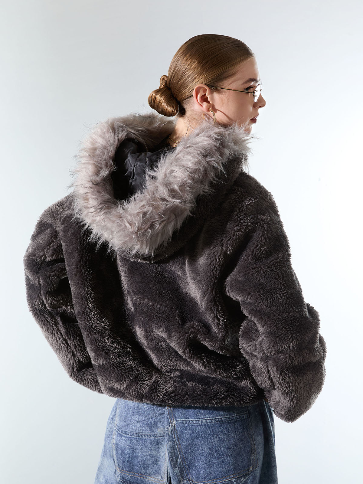 Thesupermade Fur Hooded Quilted Sherpa Jacket - 2304; Coffee / S, Coffee / M, Coffee / L, Coffee / XL, Coffee / 2XL