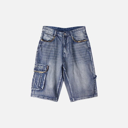 Multi-pocket Washed Denim Jorts