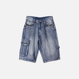 Multi-pocket Washed Denim Jorts