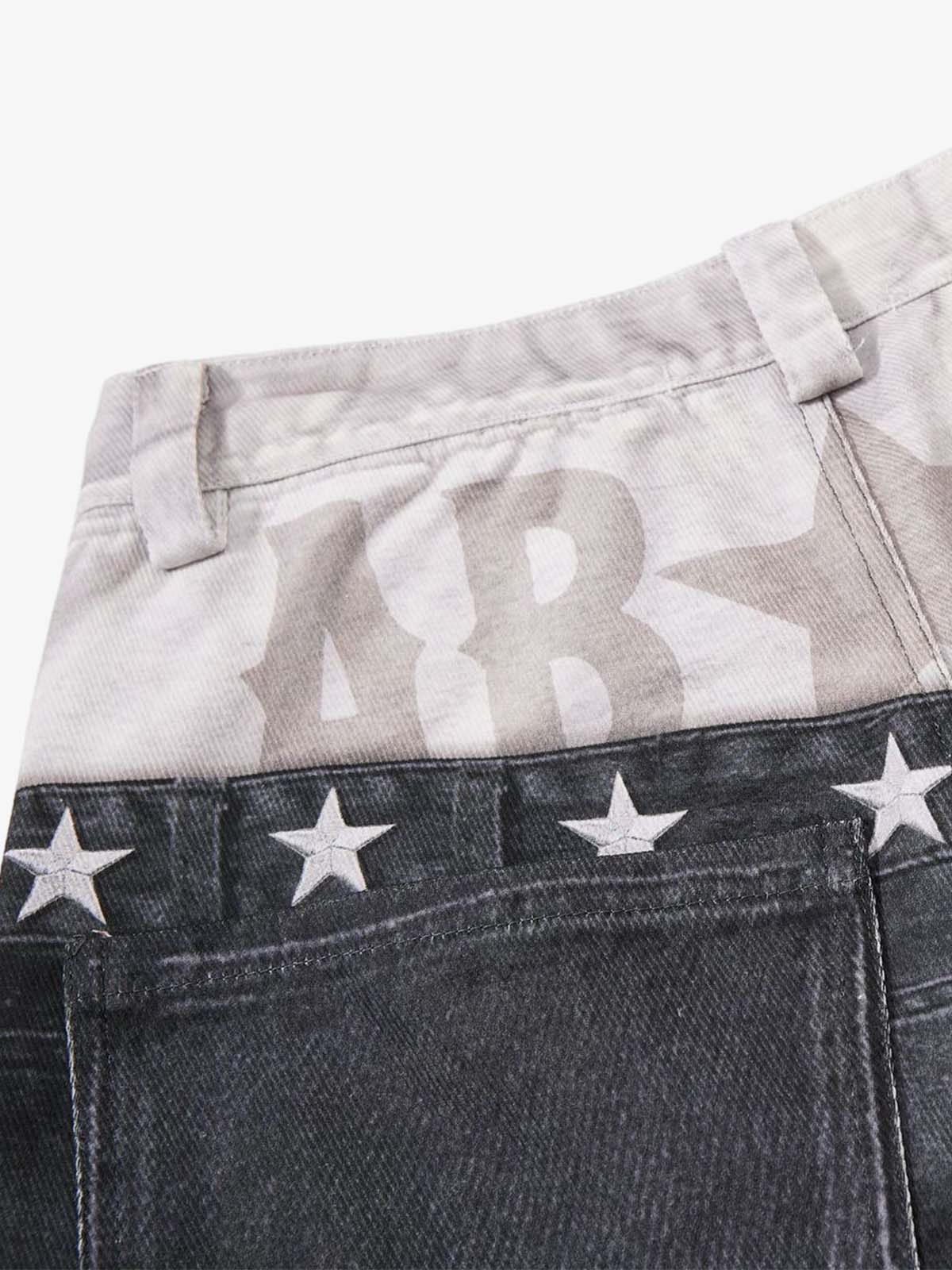 3D Faux Layer Curved Jeans; Dark Gray / S, Dark Gray / M, Dark Gray / L, Dark Gray / XL