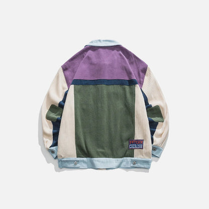 Colorful Patchwork Retro Varsity Jacket