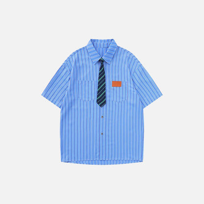 Spring Necktie Striped Shirt