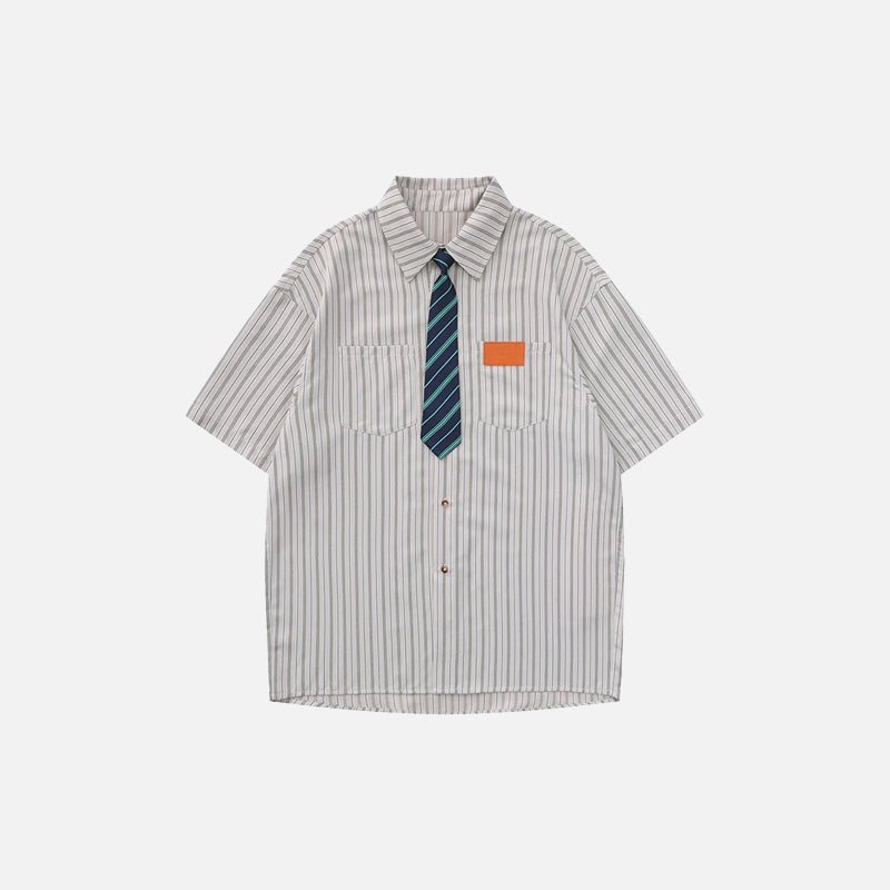 Spring Necktie Striped Shirt