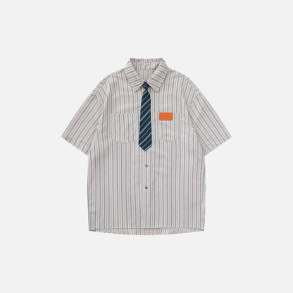Spring Necktie Striped Shirt