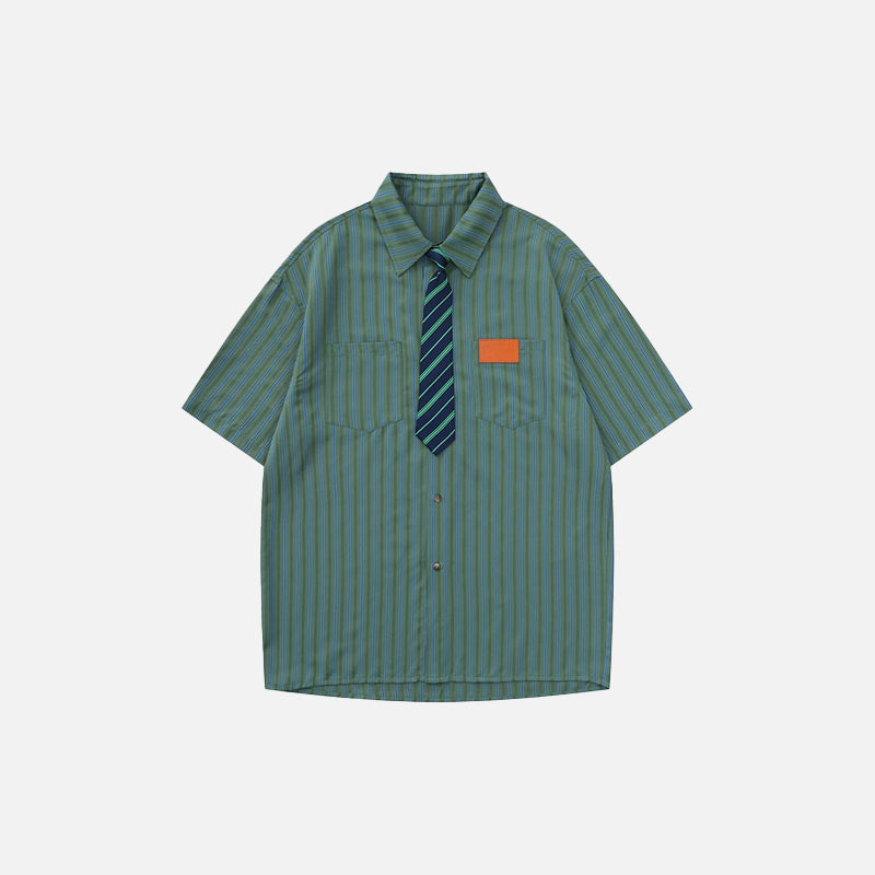 Spring Necktie Striped Shirt