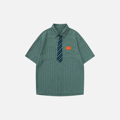 Spring Necktie Striped Shirt