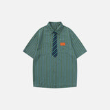 Spring Necktie Striped Shirt