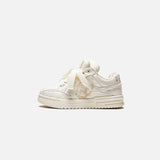 Front view of the white Flow Striders Sneakers in a gray background