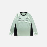 Front view of the green GrayStar Lace Long Sleeve T-shirt in a gray background