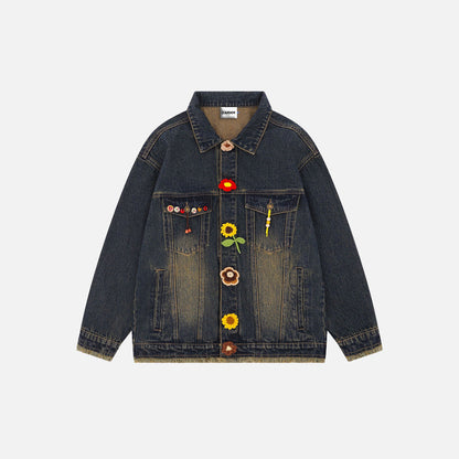 Autumn Y2K Vintage Distressed Denim Jacket