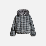 Chic Fair Isle Sherpa Faux Fur Hooded Jacket