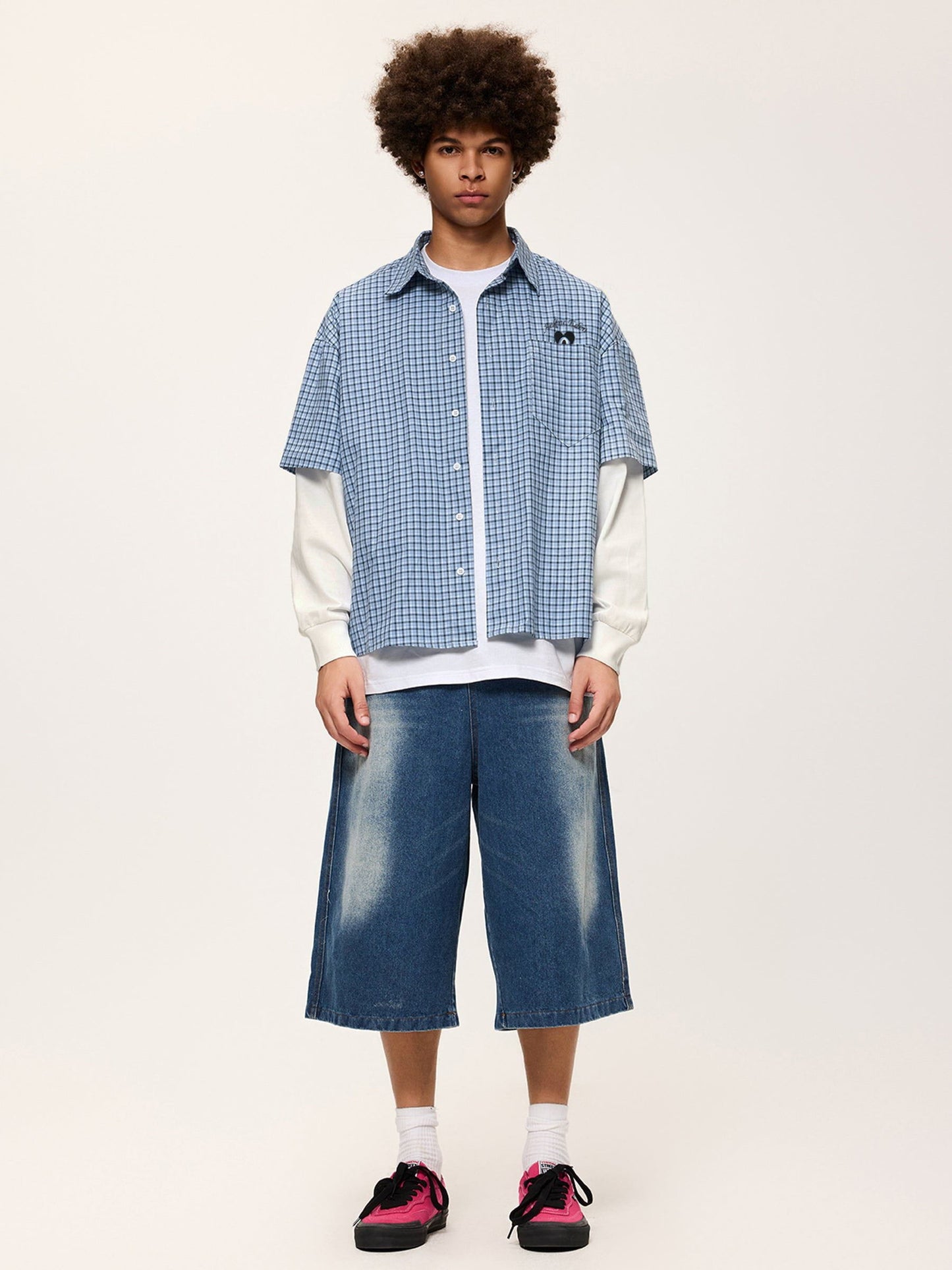 Plaid Layered Long Sleeve Shirt