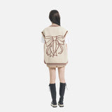 Women Trend Basic Jacquard Bow Sweater