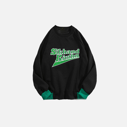 Embroidered American Style Round Neck Sweatshirt
