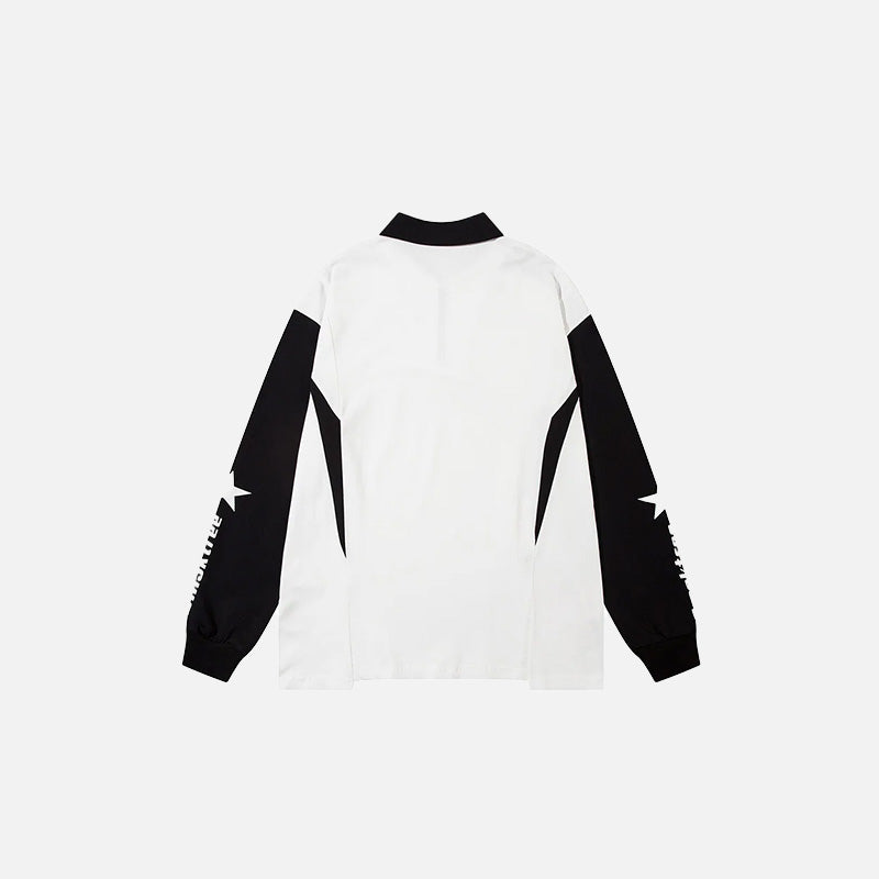 Back view of the black StarTrack Zip-Up Sweatshirt in a gray background