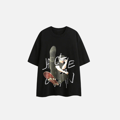 Bold Character Printed Loose Fit T-Shirt