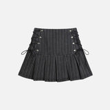 Pleated Striped Skirt