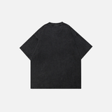 Retro Vintage Washed Black Letter T-Shirt